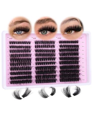 HeyAlice Fluffy Lash Clusters 60 80 100D Eyelash Clusters D Curl Individual Lashes Fluffy Cluster Lashes 10-18mm Lash Extension Thick Cluster Eyelash Extensions Not Kit