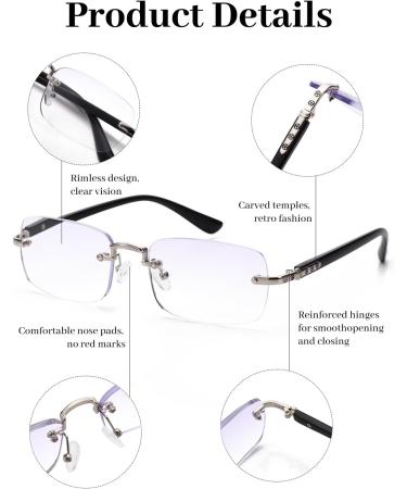 Shop Luff Rimless Reading Glasses for Men & Women - Ultra-Light Anti-Blue Light Frameless Readers (2.5x Black) - Comfortable Classic Design - Buy Online on GoSupps.com