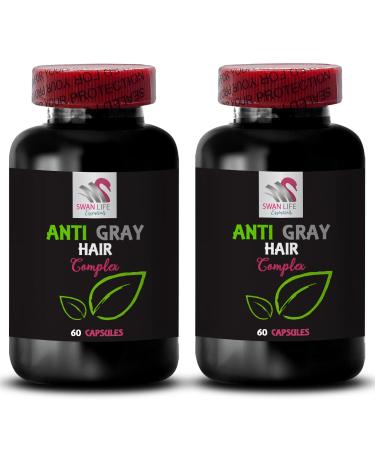 Anti gray hair - ANTI GRAY HAIR COMPLEX - Gray hair support Hair glow Color protection Youthful shade Anti gray hair capsule Lustrous hair Hair color care Gray reduction 2 Bottles 120 Capsules