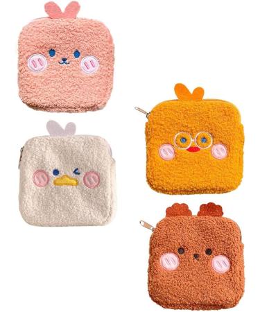 ARTIBETTER Plush Sanitary Napkin Storage Bag - Cute Tampons Pouch for Women - Travel Menstrual Pad Organizer - Assorted Colors (4Pcs) - Buy Online on GoSupps.com