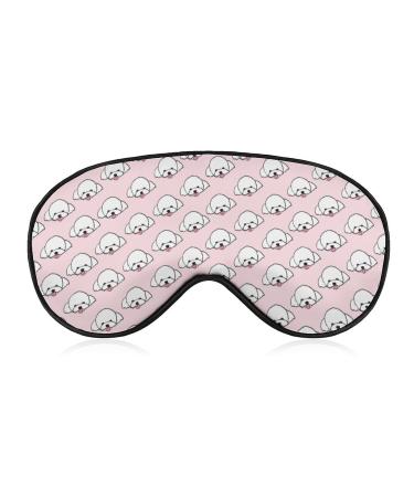 Cute White Maltese Poodle Dog Sleep Mask for Women Adjustable Sleeping Eye Shades Cover with Elastic Strap