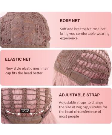 OUFEI Pink Bob Wig With Bangs Short Straight Wig For Women Synthetic Hair Wigs for Daily Party Cosplay Wear Pink(1059-1) - Buy Online on GoSupps.com