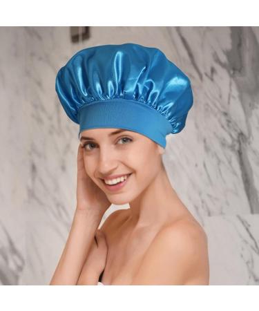 Satin Hair Drying Towel Satin Hair Towel Wrap Hair Popping Towel Elegant Satin Hair Towel for Women Chic Silk Hair Wrap Comfortable Hair Turban Wrap for Home darkblue - Buy Online on GoSupps.com