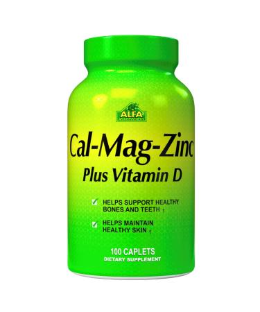 Calcium Magnesium Zinc Plus Vitamin D by Alfa Vitamins - Supports Healthy Bones Joints Teeth and Skin - 100 Caplets - Buy Online on GoSupps.com