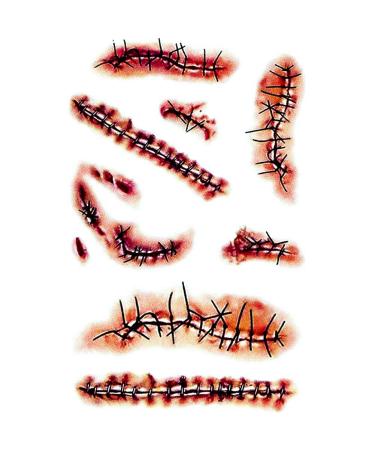 10 Sheets Halloween Temporary Tattoos, Halloween Stickers with Fake Blood Costume, Zombie Scars Tattoos for Halloween Parties, Party Favor, Party Supplies - Buy Online on GoSupps.com