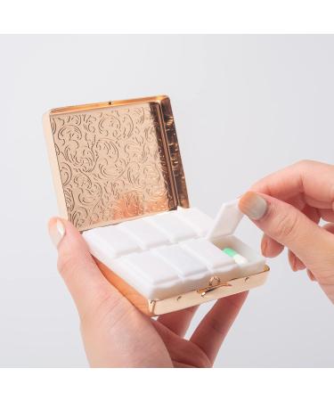 Elegant Portable Double Protection Travel Pill Box - 7 Days 8 Compartments Champagne Gold | International Shipping - Buy Online on GoSupps.com