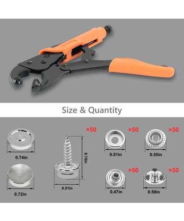 YXGOOD Heavy Duty Snap Fastener Tool Kit - 1 Adjustable Snap Pliers + 50 Sets of Snaps for Boat Covers, Canvas, Tarps - Metal Snap Replacement & Repair Tool - Buy Online on GoSupps.com