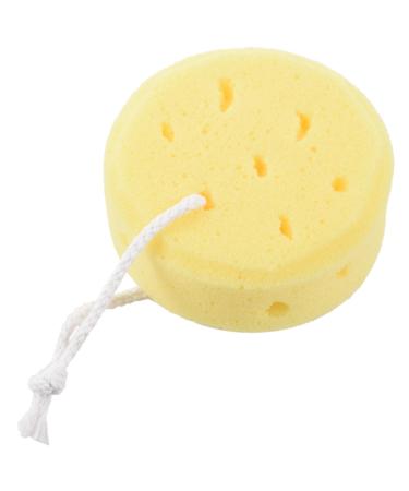 Herold Yellow Round Bath Body Shower Sponge with Hanging Loop