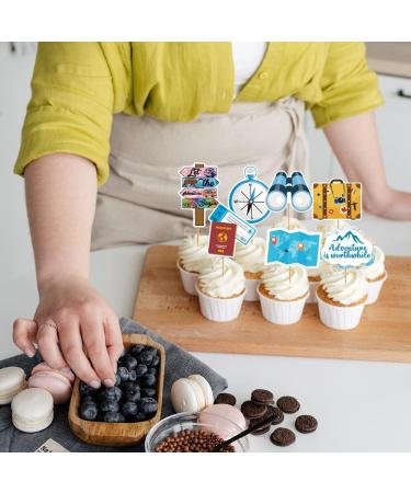 27 Pcs Travel Themed Cupcake Toppers Airplane Map Let the Adventure Begin Cake Toppers for Travel Themed Birthday Retirement Graduation Job Career Change Moving Away Baby Shower Party Supplies - Buy Online on GoSupps.com