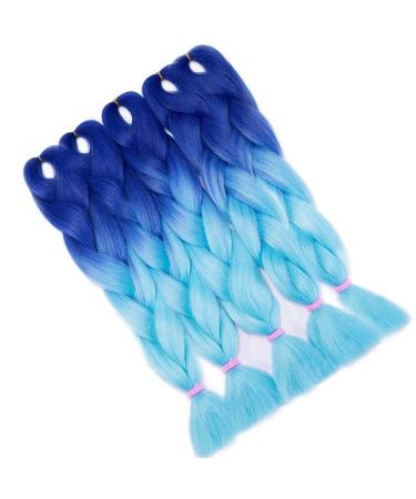 SEGO 5 Pieces Ombre Hair Braid Extensions - 24 Dark Blue & Light Blue Crochet Braiding Hair for Stunning Styles - Buy Online on GoSupps.com