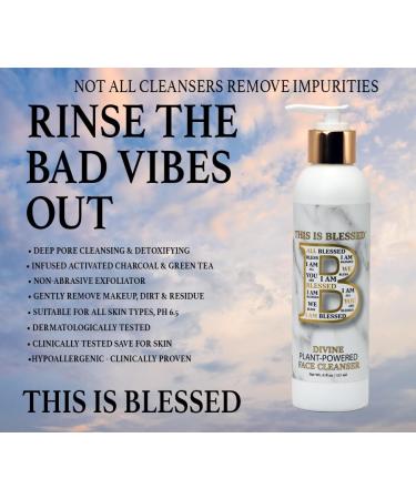 THIS IS BLESSED Divine Face Cleanser Vegan Plant-Powered Daily Face Wash with Aloe Vitamin C & Activated Charcoal Hydrating Brightening Detoxifying Formula for All Skin Types 6 fl oz - Buy Online on GoSupps.com