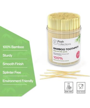 2500-Piece Posh Collection Bamboo Double Sided Toothpicks for Teeth Cleaning, Food, and Crafts in Clear Holders - Buy Online on GoSupps.com