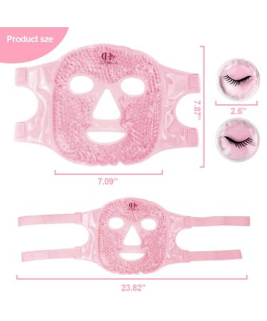 CONBELLA Pink Cooling Face Mask for Dark Circles, Puffiness, Migraines, Headache, Stress, Redness, Acne - Hot/Cold Therapy for Women and Men - Buy Online on GoSupps.com