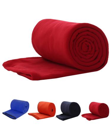 E-Onfoot Fleece Sleeping Bag Liner, Camping Sleep Sack Travel Sheet with Zipper Red
