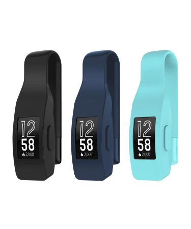 EEweca 3-Pack Clip for Fitbit Inspire or Inspire HR Holder Accessory, Black + Midnight Blue + Teal (not for Inspire 2)