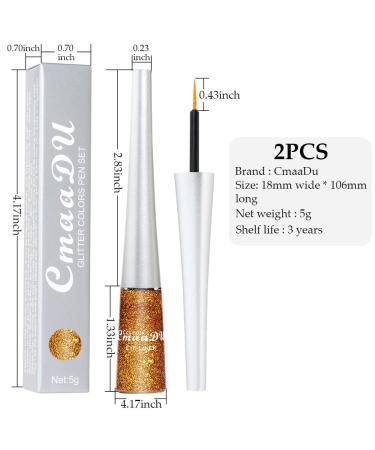 2Pcs Gold Liquid Glitter Eyeliner Set for Women - Sparkly Makeup Liners (Colores 07+13) - Buy Online on GoSupps.com
