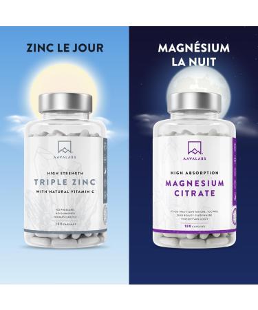 Zinc 25mg + Vitamine C - 3 Formes: Zinc Bisglycinate Picolinate Monomethionine Triple Zn Complement Alimentaire Haute Puissance Formule Spectre Complet - 180 Gelules - Buy Online on GoSupps.com