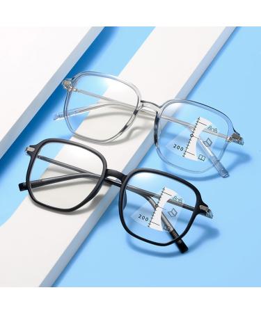 Fashion Multifocus Large Square Frame Reading Glasses Blue Light Blocking Readers Anti Glare Glasses for Unisex(Couleur:Gray Grandeur:2.5x) - Buy Online on GoSupps.com