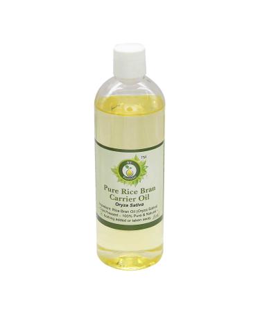 R V Essential Pure Rice Bran Carrier Oil 100ml (3.38oz)- Oryza Sativa (100% Pure and Natural Cold Pressed)