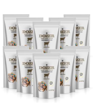 DOZER Adult dog food | Complete food with different types of meat (500 g) | Natural and nutritious | Wet dog food (x 10, veal)