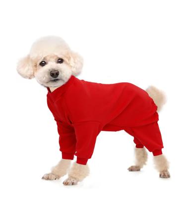 babepet Cosy Cotton Coat for Dogs with fleece lining Full body Sweatershirt with four leg Puppy Jumper Dog Winter Clothes Pullover for Outdoor or Indoor Pajamas Pjs for small medium dogs-Red-S S Red
