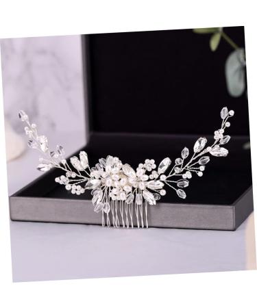 FRCOLOR Pearl Comb Bride Headdress Alloy Hair Comb Decorative Hair Combs Bridal Hair Clip Pearl Floral Hair Barrette Bride Hair Accessory Pearl Hair Pin White Hair Accessories Rhinestones - Buy Online on GoSupps.com