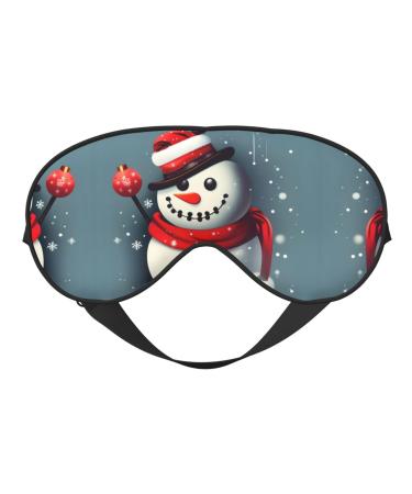 SSIMOO Christmas Snowman Pattern Print Double-Sided Eye Mask Soft and Light Blocking for Enhancing Sleep Quality Black