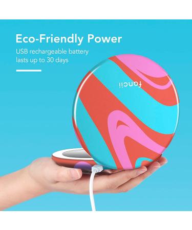 Fancii LED Lighted Travel Makeup Mirror with 10x/1x Magnification - Rechargeable, 3 Light Settings, Compact & Portable Hand Mirror for Handbag - Taylor (Groovy Vibes) - Buy Online on GoSupps.com