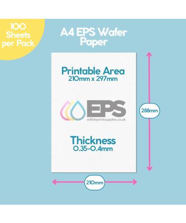 EPS A4 Edible Wafer Paper - 100 Sheets (0.35mm Thickness) Quality Wafer Paper - for Edible Printing Cake Decorating and Burn Away Cakes - Buy Online on GoSupps.com