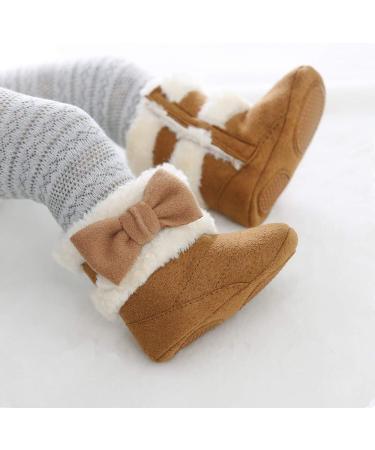 RVROVIC Baby Boys Girls Plush Winter Snow Boots - Bowknot Anti-Slip Fleece Infant Boots (Brown, 6-12 Months) - Buy Online on GoSupps.com