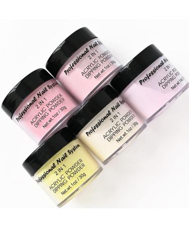 5Colors Acrylic Powder for Nails Art Polymer Tips Builder Pink Yellow nude Nails Professional Acrylic Nail Powders LIQUID28g/oz - (Color: 2) - Buy Online on GoSupps.com