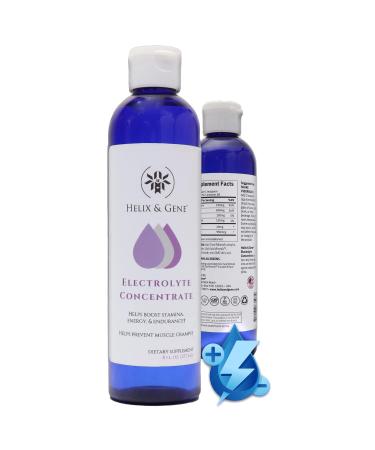 Helix & Gene Liquid Electrolyte Concentrate Drops | Relief of Dehydration Leg & Muscle Cramps | Energy Support with Magnesium Potassium Sulfate Boron & Trace Minerals (8oz)