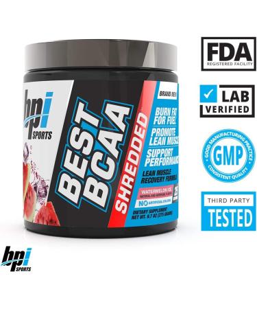 BPI Sports Best BCAA Shredded Watermelon Ice - 25 Servings - Fat to Energy Conversion - Weight Loss & Lean Muscle Support - Post-Workout Recovery - 9.7 Ounce Pack - Buy Online on GoSupps.com