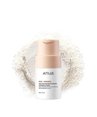 ANUA RICE ENZYME BRIGHTENING CLEANSING POWDER Rice Mask Ceramide Gentle Face Wash for Brightening Radiant Skin Facial Cleanser for Dry Skin Korean Skincare Fragrance Free 40g/1.41fl.oz.