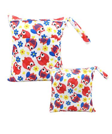 Egurs diaper bag for on the go Wetbag 1 piece large + 1 piece medium color owl