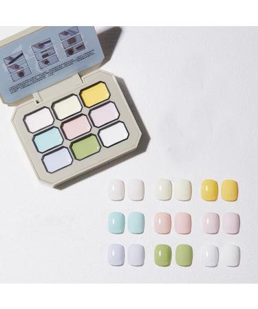 Creamy Colorful Nail Polish Set Nine-Square Grid Solid Gel Glue Nail Polish Glue Set Long Lasting Solid Nail Polish Palette (4)