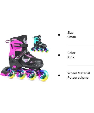 GIEMIT Adjustable Inline Skates for Ages 3-6 & 5-8 Kids | Outdoor Roller Skates with Light up Wheels for Girls Boys Beginners | Pink Medium - Buy Online on GoSupps.com