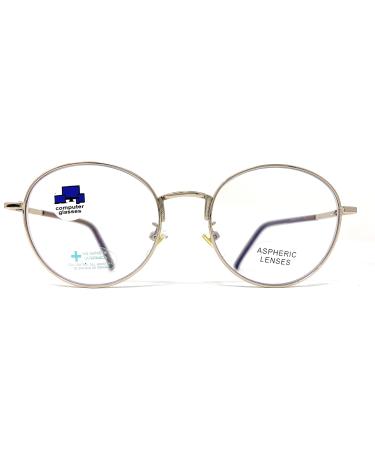 Blue light filter reading glasses anti blue light. Computer glasses Metal Gold Lennon for men women gamer glasses Venice Gold +2.00