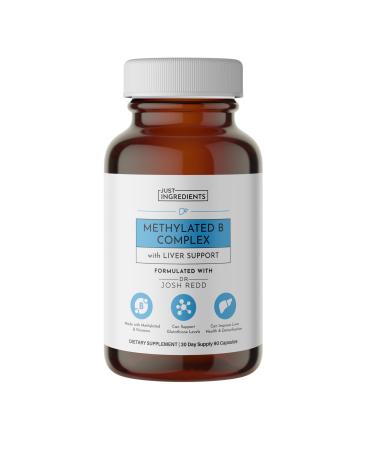 JUST INGREDIENTS Methylated B Complex with Liver Support - Energy Detox Glutathione Skin - 90 Capsules