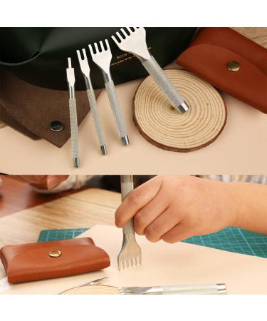 4 PCS Leather Stitching Punch Set - Stainless Steel DIY Diamond Lacing Chisel for Leather Craft - Buy Online on GoSupps.com