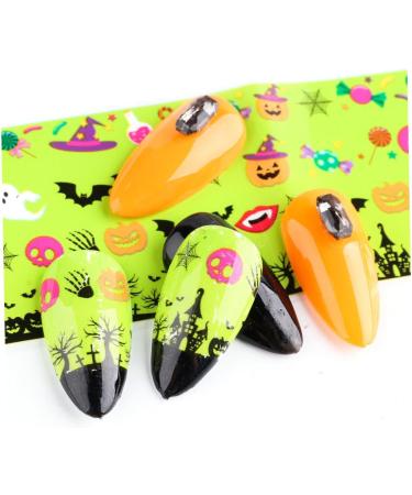 10 Sheets Halloween Nail Foil Transfers Stickers Pumpkin Spider Skull Ghost Witch Nail Decals Festival Party Supplies Decoration Manicure Tips Wraps - Buy Online on GoSupps.com