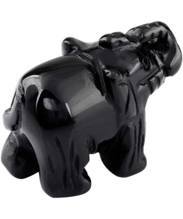 Nupuyai Black Obsidian Elephant Figure | Gemstone Crystal Lucky Charm | Healing Stone & Feng Shui Decoration - Buy Online on GoSupps.com