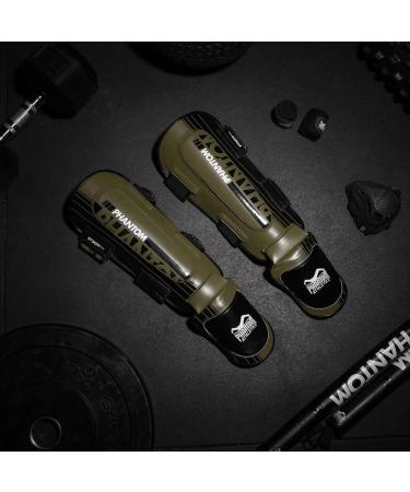 APEX Hybrid Phantom Shin Guards with Instep Protection for Martial Arts MMA Kickboxing & Muay Thai - Army S/M - Buy Online on GoSupps.com