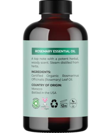 Certified Organic Rosemary Oil for Hair - USDA Organic Essential Oil for Hair, Skin, Nails - Dry Scalp Treatment, Enhanced Volume & Shine - 1 Fl Oz - Buy Online on GoSupps.com