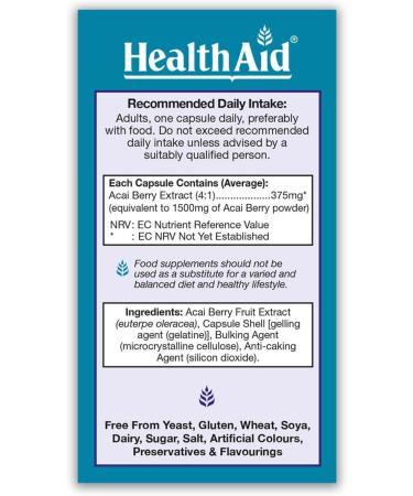HealthAid AcaiAce 1500mg 30 Capsules - Powerful Acai Berry Supplement - Buy Online on GoSupps.com