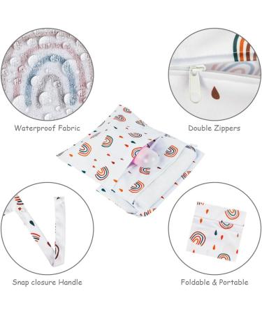 Vicloon Wet Bag 2 PCS - Waterproof Reusable Cloth Diaper Bags for Babies | Double Zipper Pockets | Ideal for Swimming, Camping, Travel | Rainbow-2PCS - Buy Online on GoSupps.com