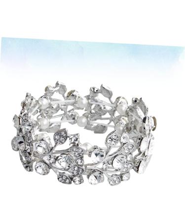Solustre Pearl Stretch Bracelet - Pearl Anniversary Gifts Wedding & Bridal Tennis Bracelets for Women - Diamond & Crystal Bird Design 6.5*3cm Silver - Buy Online on GoSupps.com