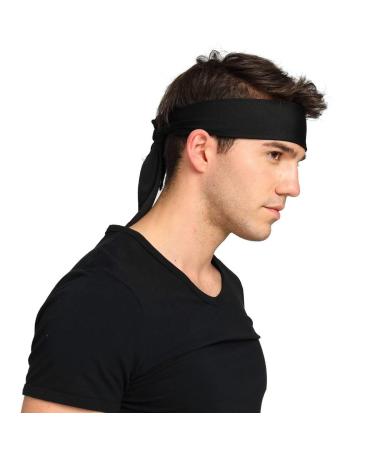 Y8HM Quick Dry Moisture Wicking Head Tie Sweatband for Sports - Black - Buy Online on GoSupps.com