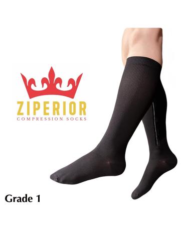 Ziperior Closed Toe 15-20 mmHg Compression Calf Inside Leg Zipper Socks - Black 3X-Large - Buy Online on GoSupps.com