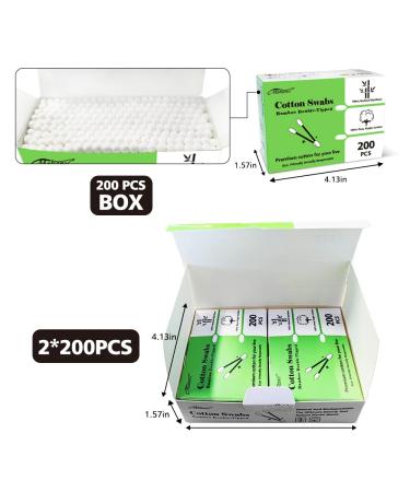 Organic Cotton Swabs 400 Pcs - Natural Bamboo Biodegradable Double Tipped q tips for Ears & Makeup | Wooden Sticks | 400Pcs Pack - Buy Online on GoSupps.com